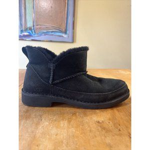 UGG Size 7 Melrose Ankle Booties Black Suede Sn 1103807 Shearling Lining
